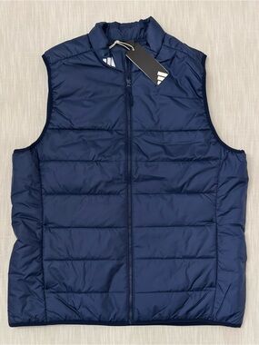 ADIDAS Golf Puffer Vest Womens XL Team Navy Blue Full Zip Quilted HT0983 New